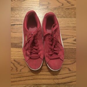 Puma Women’s Sz 6 Pink White Sporty Preppy European Summer Lace-Up Tennis Shoes